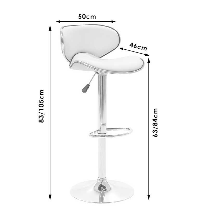Bar stool Butterfly pakoworld height adjustable chrome metal with PU in grey color