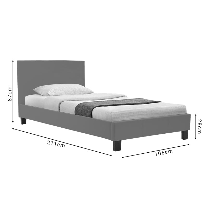 Single bed Nevil pakoworld pu grey matte 100x200cm
