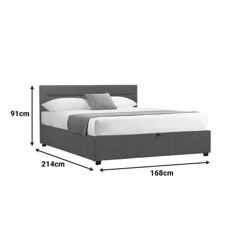 Molito bed in dark grey color fabric with storage space 160x200cm