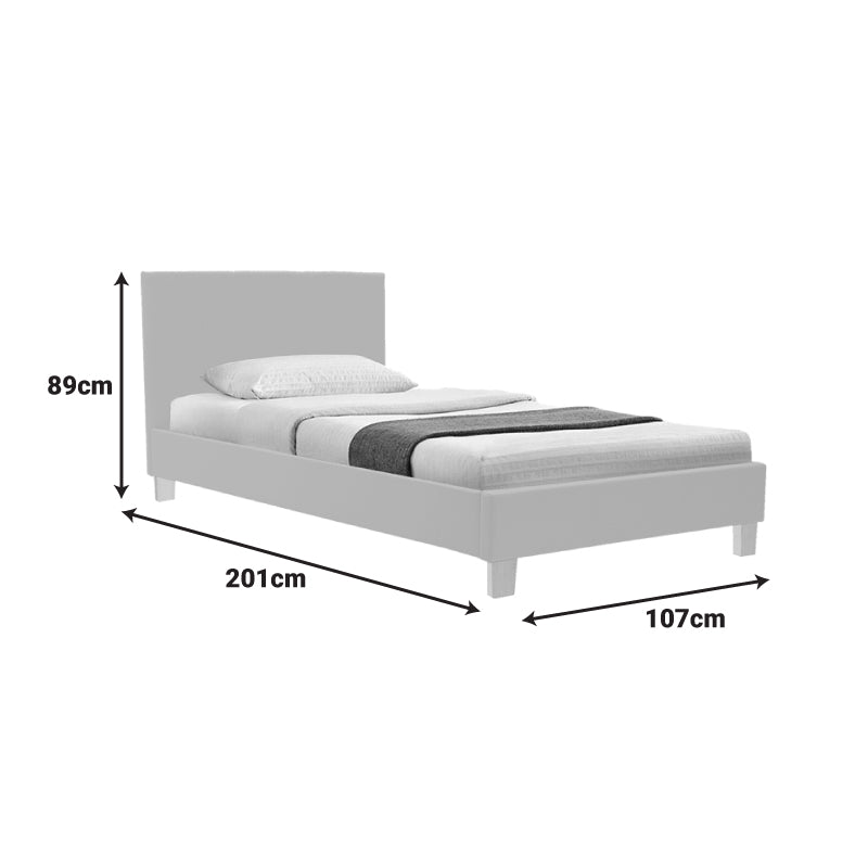 Bed Nevil ecru fabric-wooden natural color leg 100x200cm