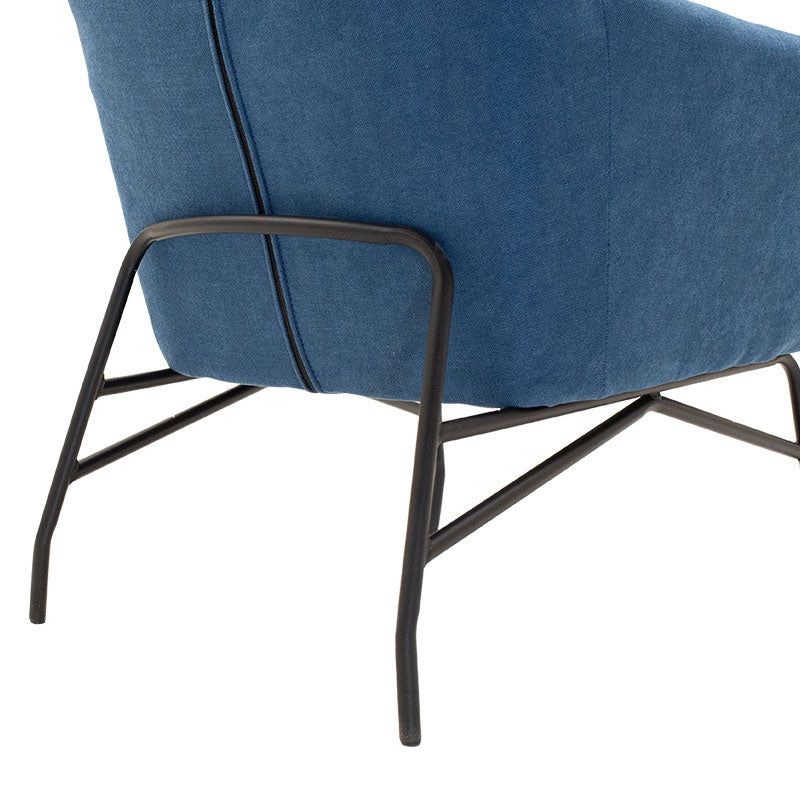 Armchair Rimbo pakoworld fabric in blue color 66x81x102cm