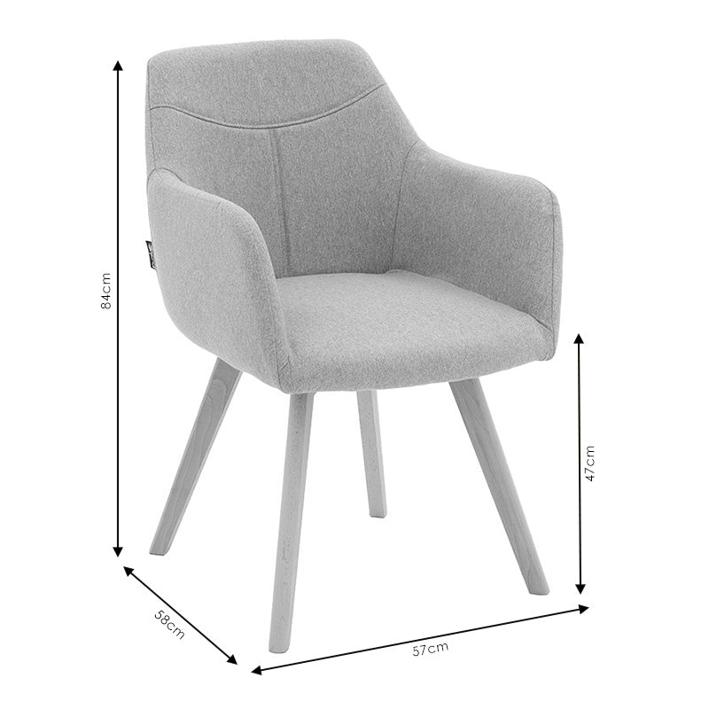 Armchair Nasima pakoworld fabric grey-natural 57x58x84cm