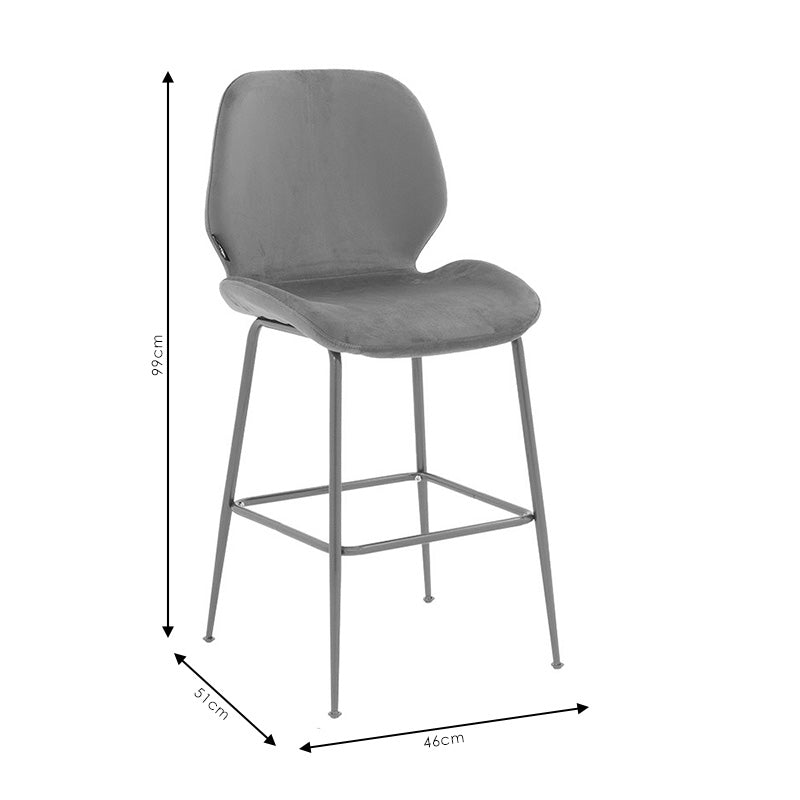Bar Stool Impel metal golden legs-velvet black