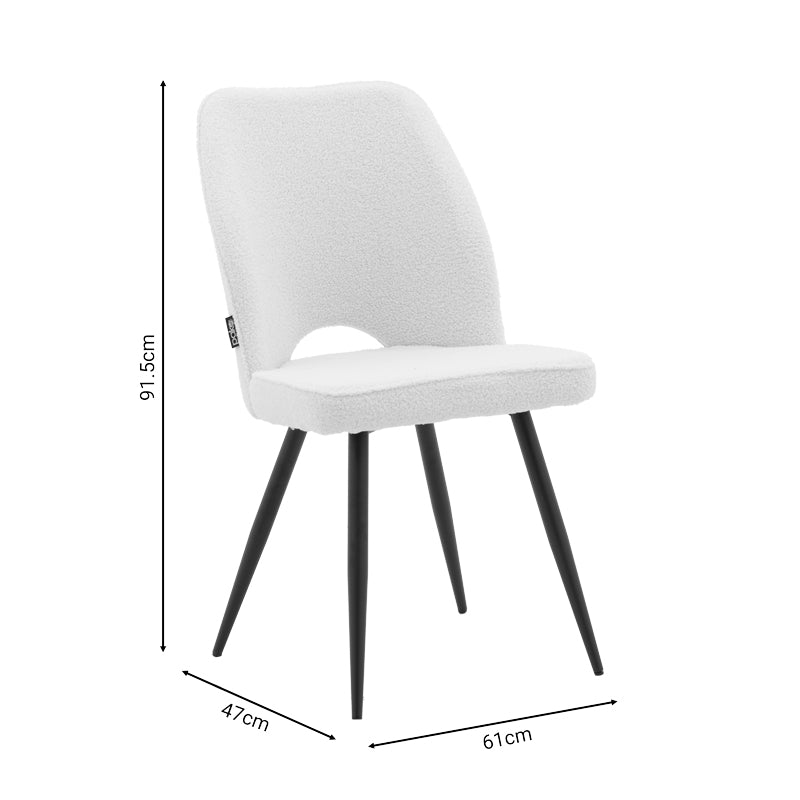 Renish pakoworld chair bouclé ecru-metallic black leg 61x47x91.5cm