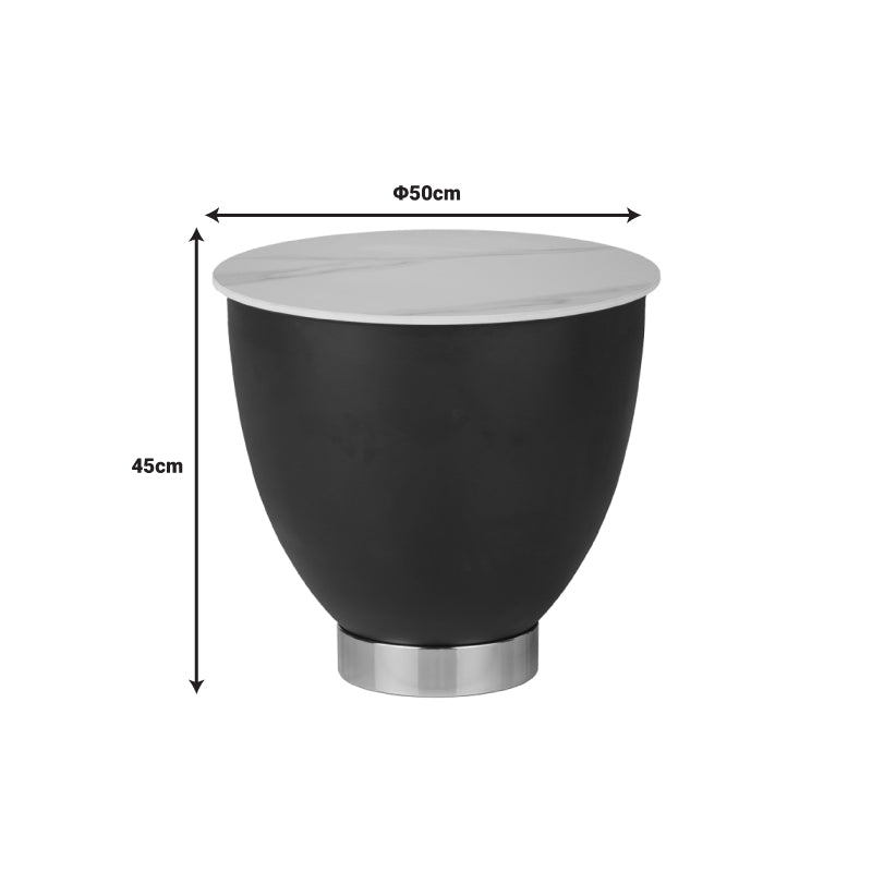 Side table Erasmine Inart white marble sintered stone D50x45cm