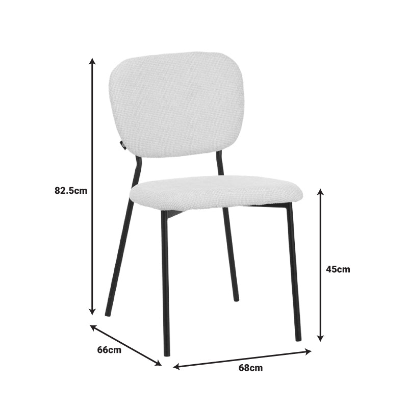 Cathair chair bouclé fabric in dark grey green color with black metallic legs 48x53x82cm