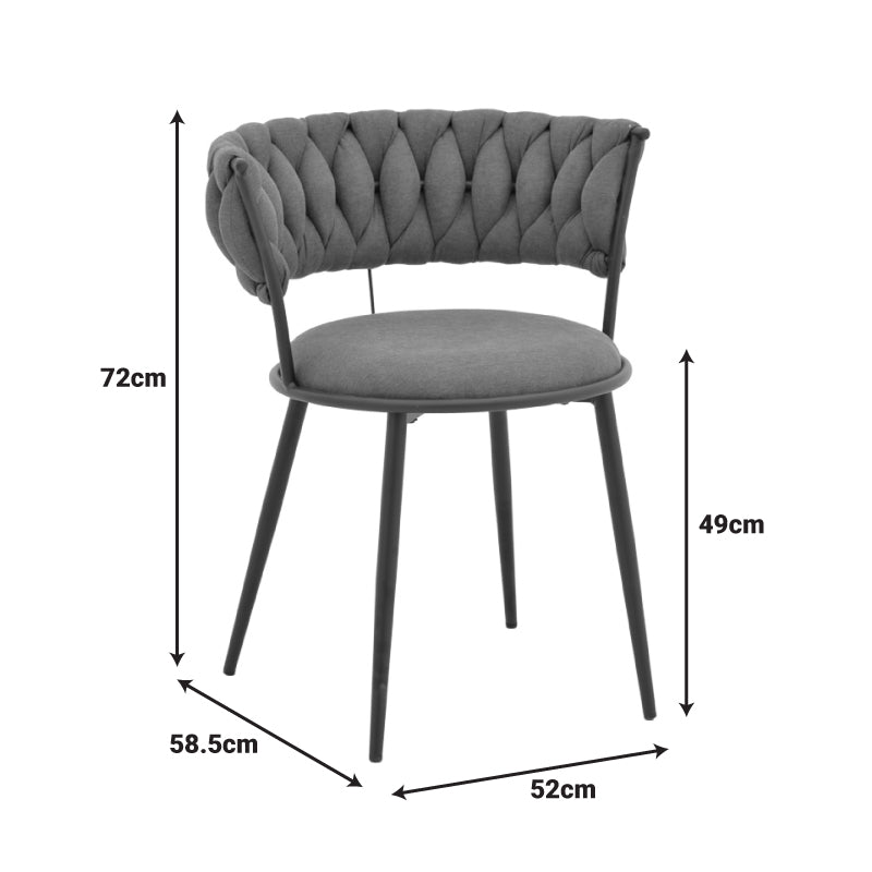 Alkia I armchair fabric in dark blue shade - black metal leg 57x58.5x72cm