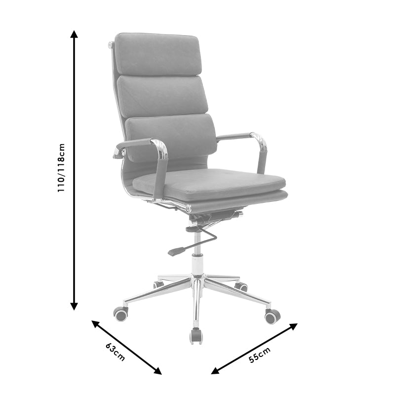 Manager office chair Tokyo with pu grey antique colour