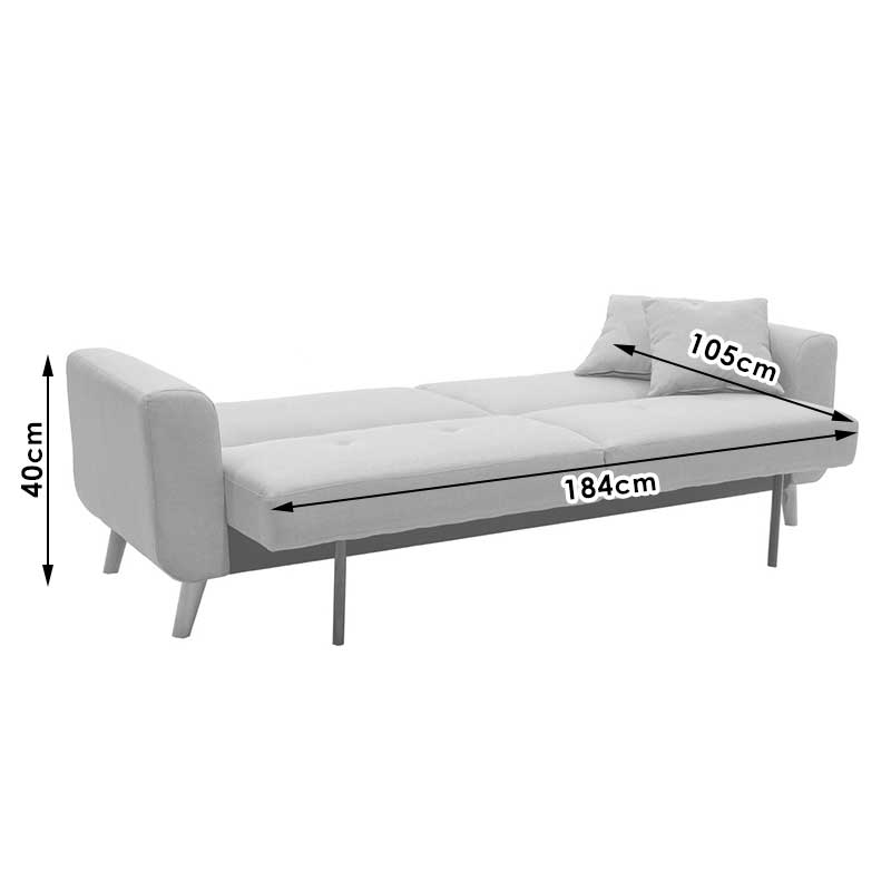 2 seater sofa-bed Carmelo pakoworld fabric beige-grey 214x80x86 cm
