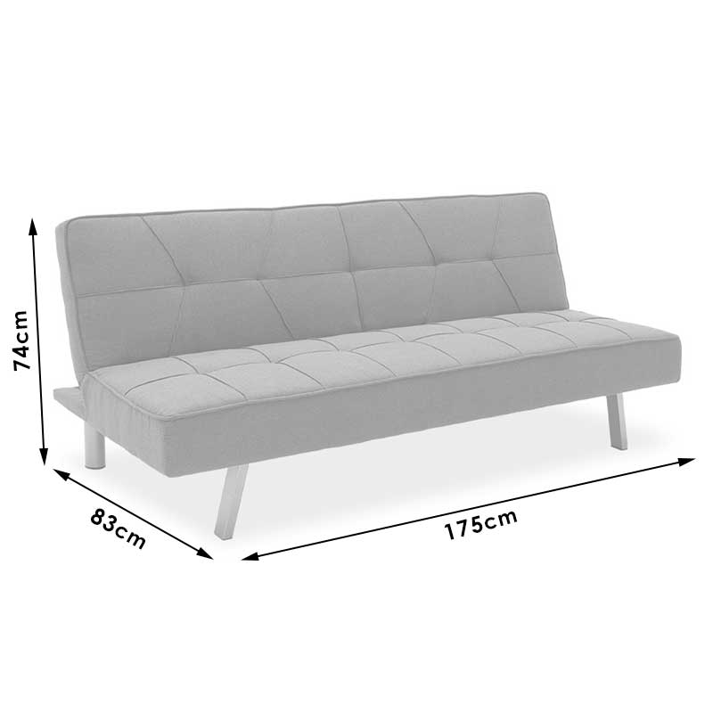 3 seater sofa-bed Travis with fabric in gray color 175x83x74cm