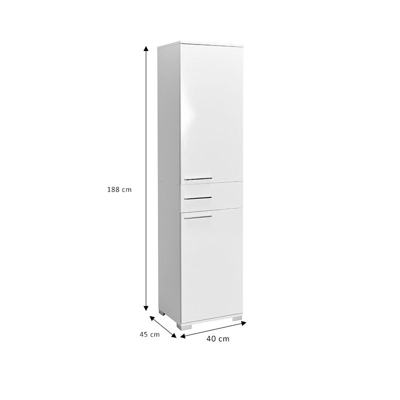 Chad pakoworld wardrobe with drawers white gloss 45x40x188cm