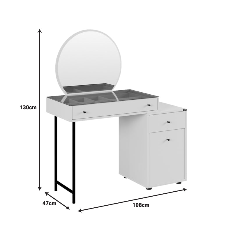 Bedroom vanity with mirror Princesa pakoworld in mink shade 108x47x130cm