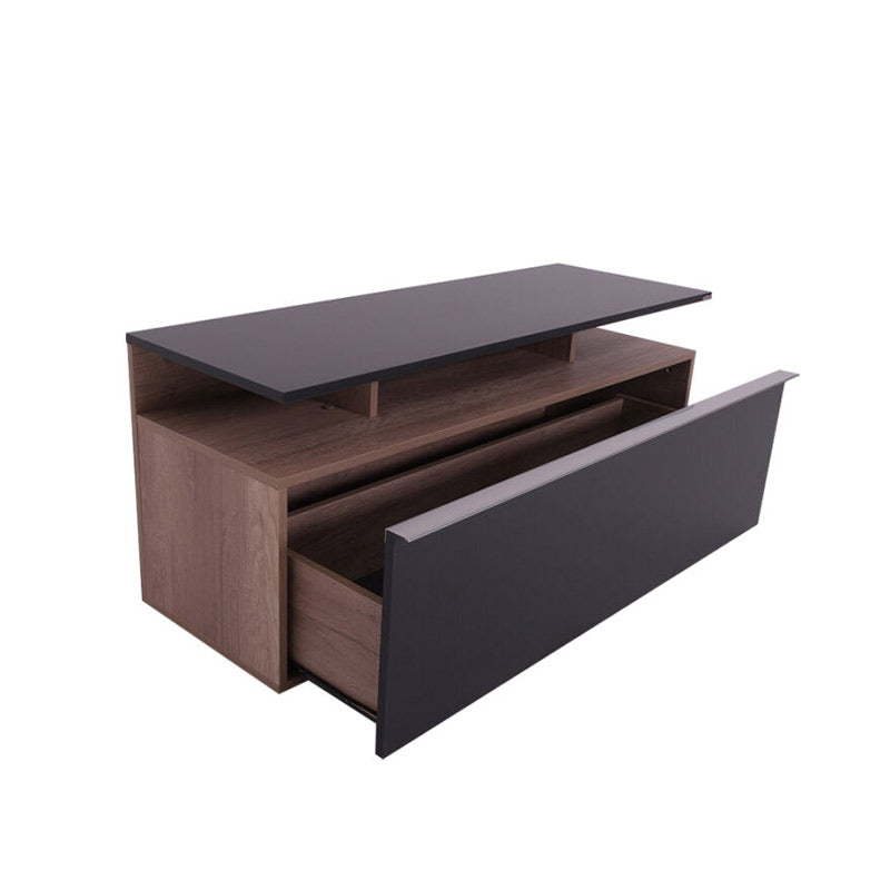 Temano TV cabinet in black gloss-walnut shade 117x40x48cm