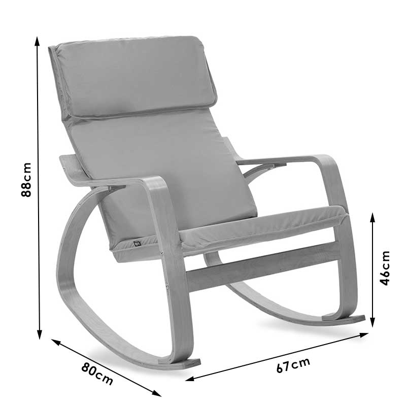 Rocking Armchair Zenia pakoworld fabric black-natural wooden frame