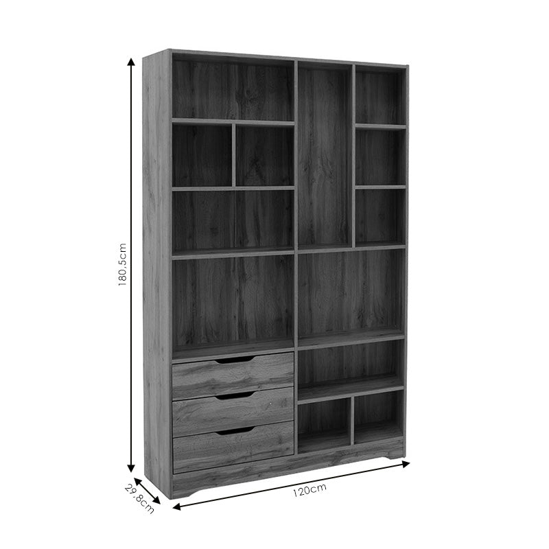 Bookcase Lucinda pakoworld sonoma 120x29.8x180.5cm