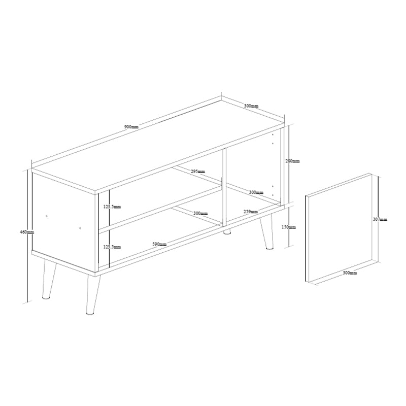 TV cabinet Orianne melamine white-natural 90x32x46cm