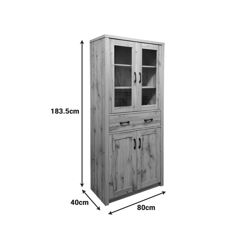 Nisso display case-wardrobe in oak color 80x40x183.5cm
