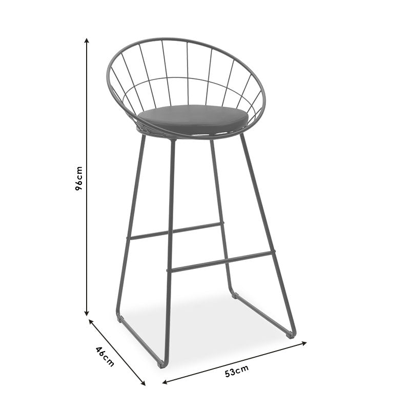 Seth pakoworld bar stool black metal wire with black pvc cushion