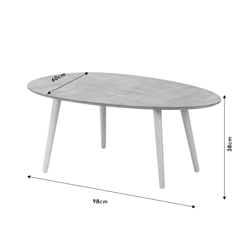Coffee table HAMILTON pakoworld grey cement-natural 98x60x38cm