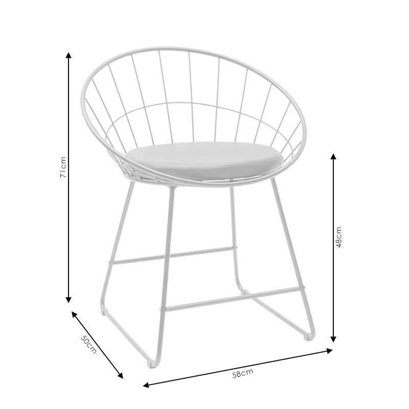Seth pakoworld chair white metal wire with white pvc cushion