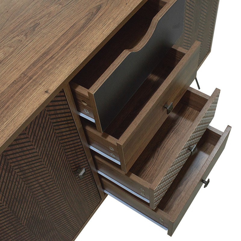 Buffet Boho pakoworld with four drawers in walnut color 122x39,5x86cm