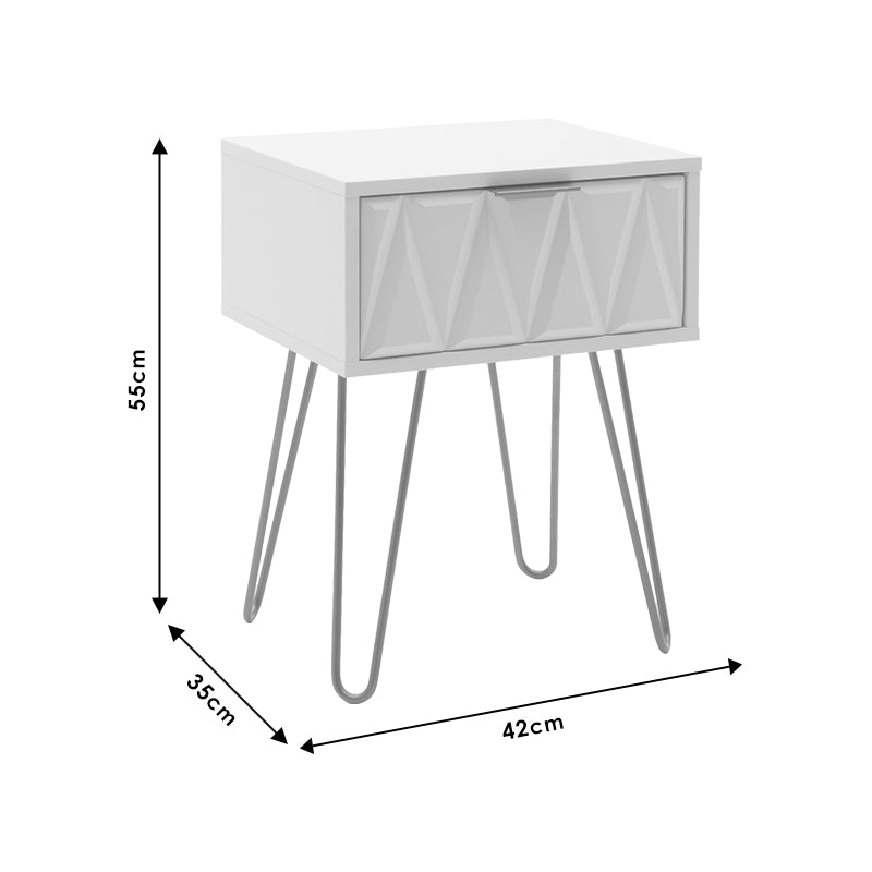 Nightstand Isla pakoworld in white painting-golden color 42x35x55cm