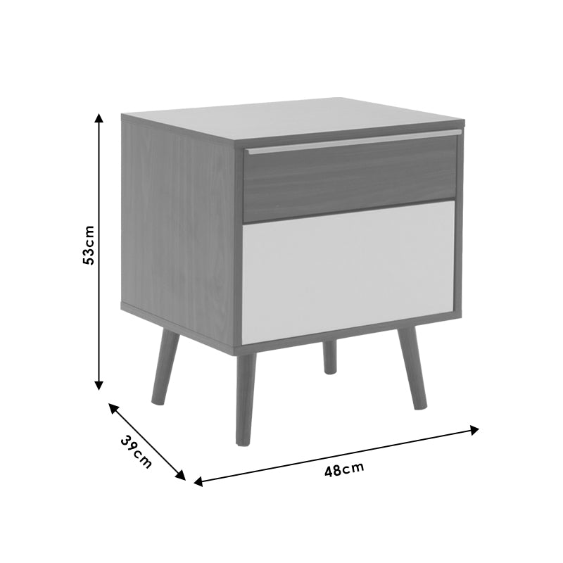 Nightstand Nastia pakoworld in dark walnut - white color 48x39x53cm