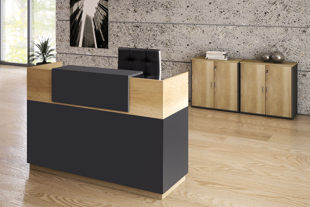 Reception Lotus pakoworld in oak - dark grey color 180x70x110cm