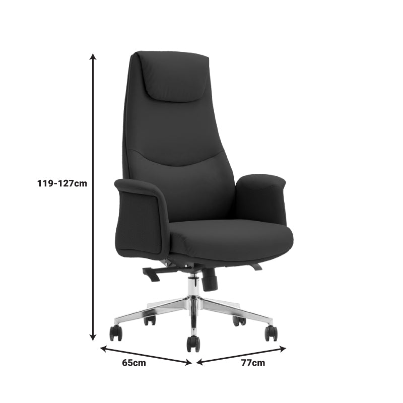 Manager's office chair Rekter pakoworld PU in black color 77x65x119-127cm