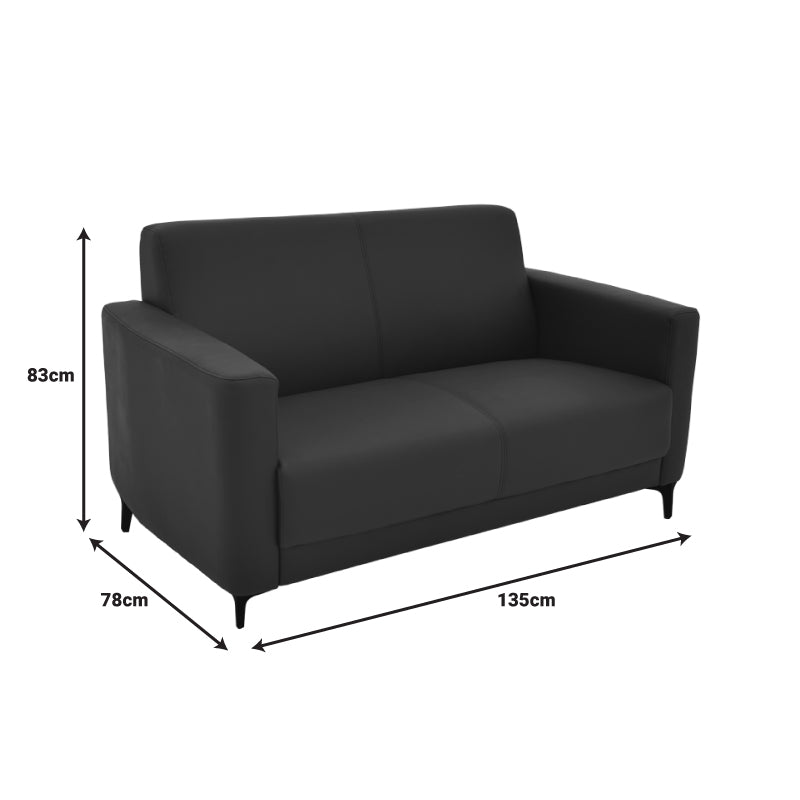 Two seater sofa Sidica I pakoworld PU in black color 135x78x83cm