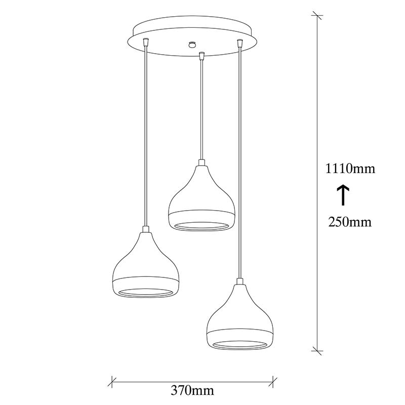 Three-light ceiling lamp Elprecious pakoworld E27 black-bronze Φ37x111cm