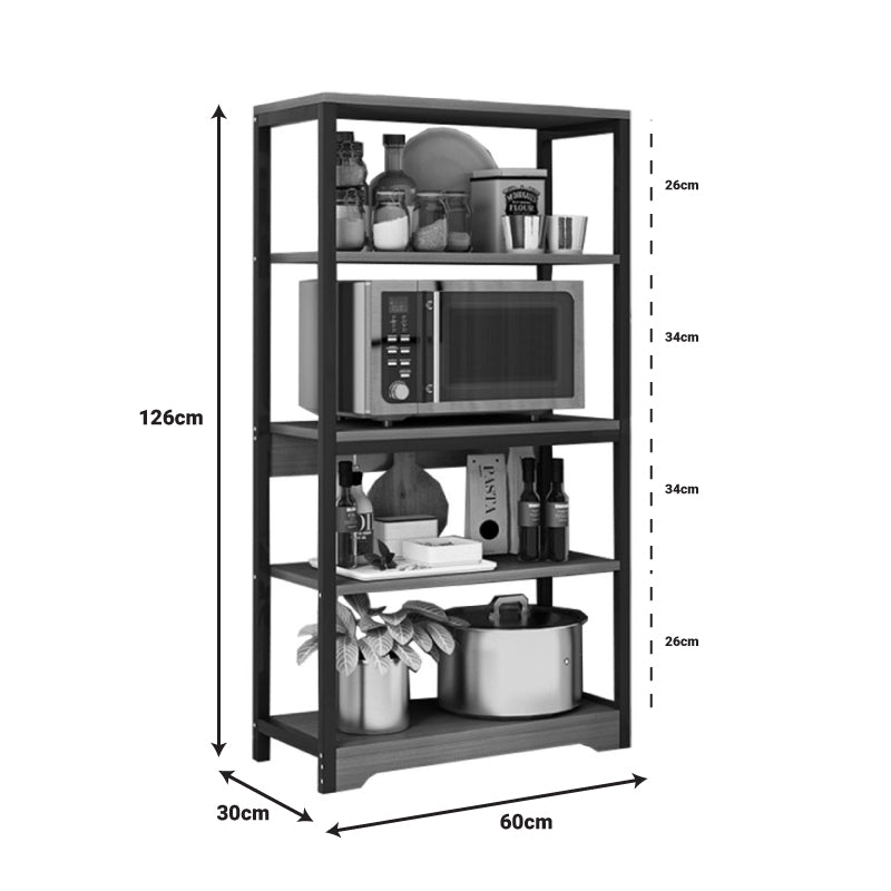 Floor sfelf unit Obra pakoworld metallic in walnut-black color 60x30x126cm