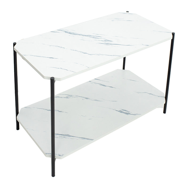 Side table Mara MDF white marble-black 80x40x55cm