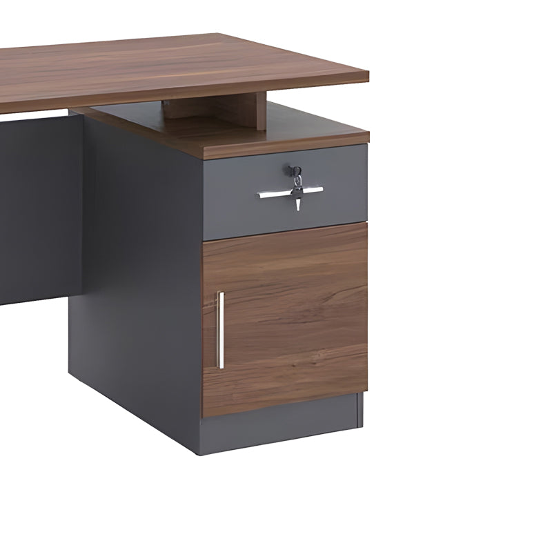 Work desk Cassius pakoworld melamine dark grey-walnut 120x60x75cm