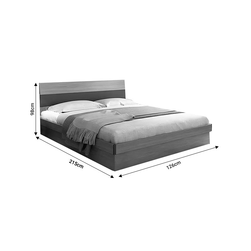 Double storage bed Daizy pakoworld light walnut-grey melamine 150x200cm