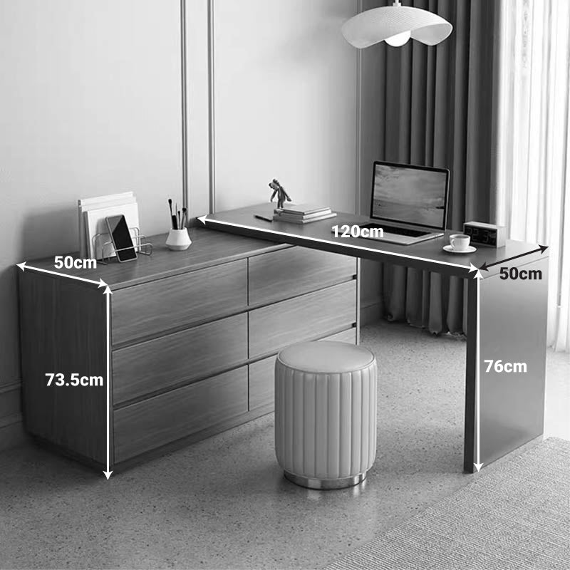Multifunctional desk with integrated drawer unit, Reaze MDF in light walnut-anthracite color 120x50x73.5 cm.
