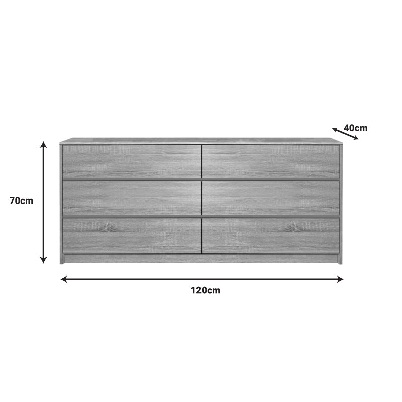 Kuanger mdf chest of drawers in natural shade 120x40x70cm
