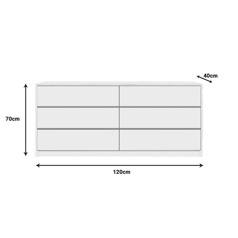 Kuanger mdf chest of drawers in white shade 120x40x70cm