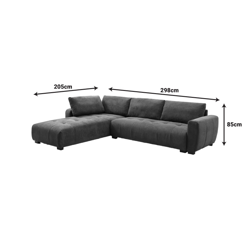 Sofa right corner Gianco pakoworld fabric in grey shade 298x208x85cm