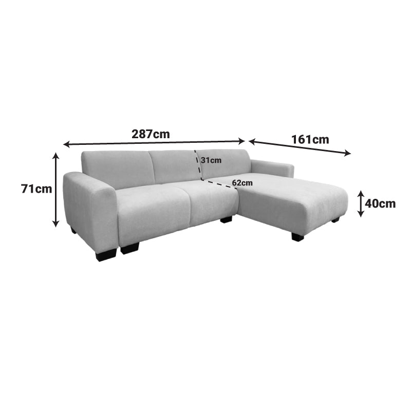 Reversible corner sofa Erros fabric in beige shade 287x161x71cm