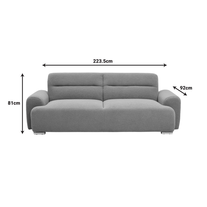 Three-seater sofa bed Harmonious anthracite teddy fabric 223.5x92x81cm