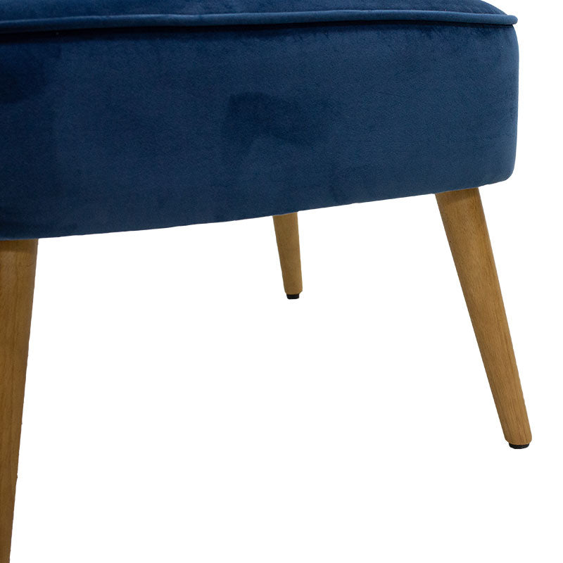 Armchair Stork pakoworld velvet in dark blue-natural color 68x54x78cm