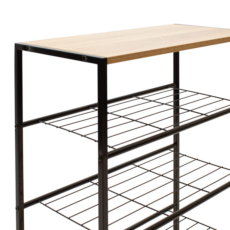 Shoe rack Ramon pakoworld 12 pairs modern oak color with black metal frame 83x30x43cm