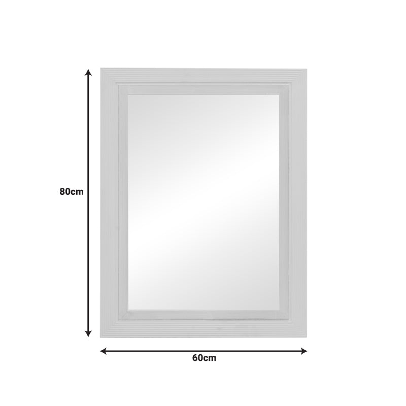 Mirror Joliene Inart natural-antique white color mdf 60x80x2.1cm