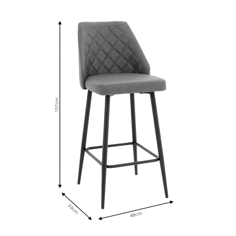 Bar stool Inflame height PU anthracite - metal black