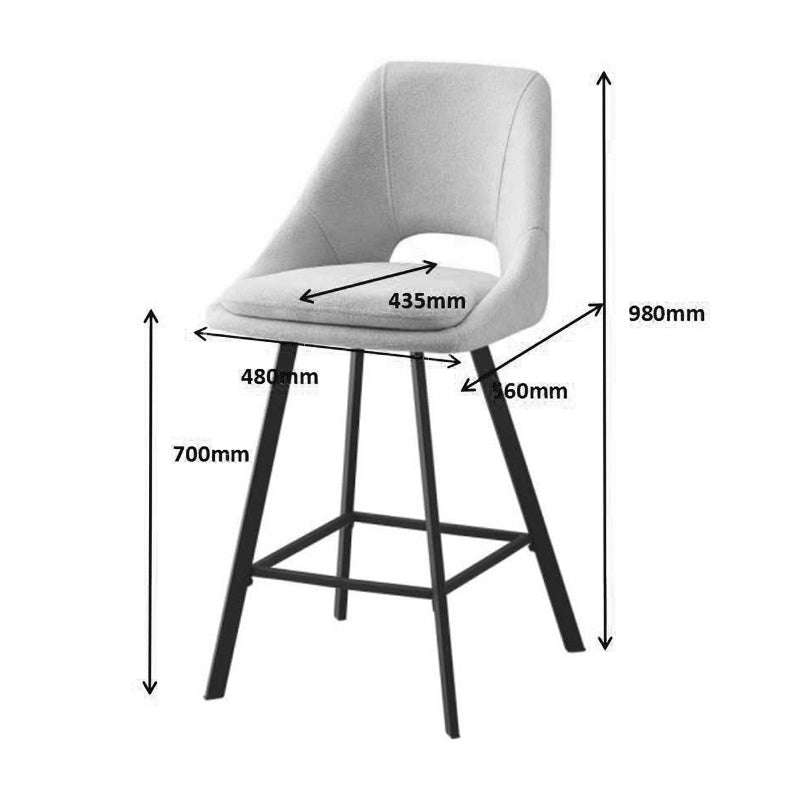 Bar stool Initiate cream fabric-leg black metal 48x56x98cm