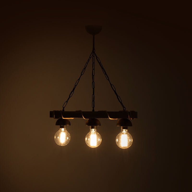 Ceiling light PWL-0107 pakoworld Ε27 in walnut-black color 50x8,5x59,5cm