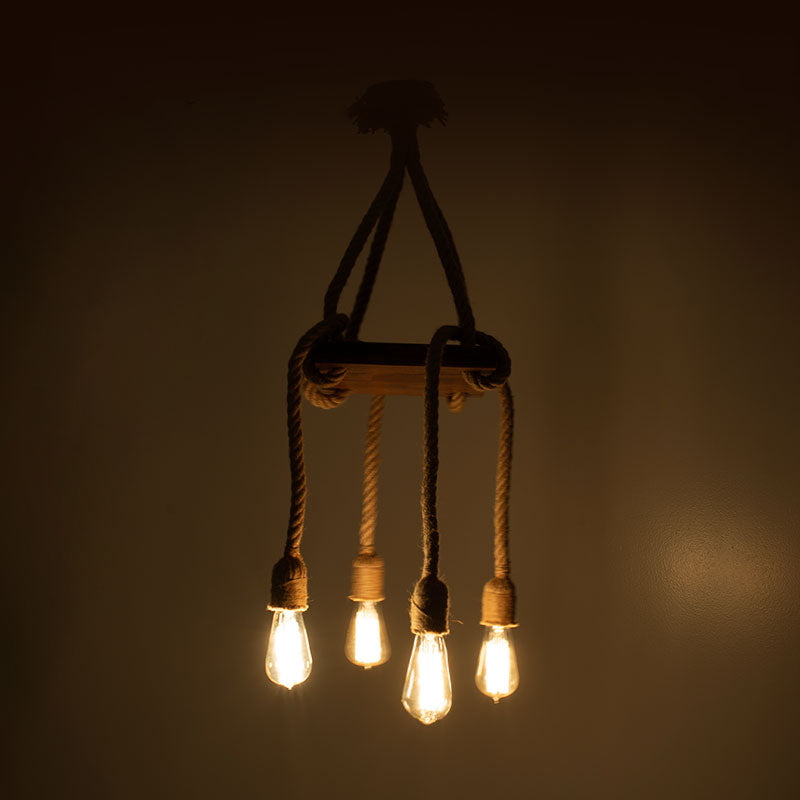 Ceiling light PWL-0108 pakoworld Ε27 in walnut-natural-black color 24x24x102cm