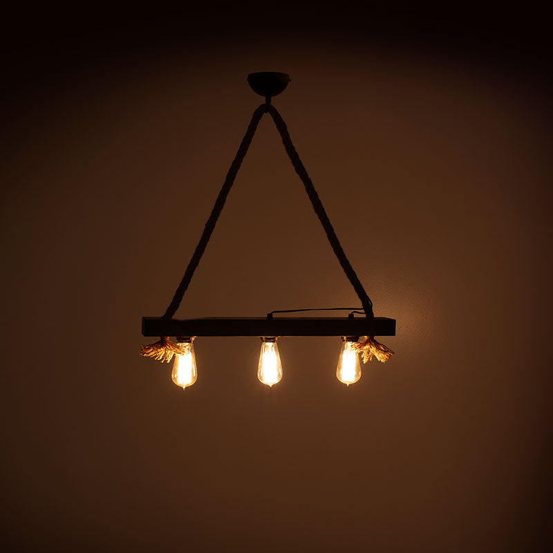 Ceiling light PWL-0108 pakoworld Ε27 in walnut-black color 48x8,5x63cm