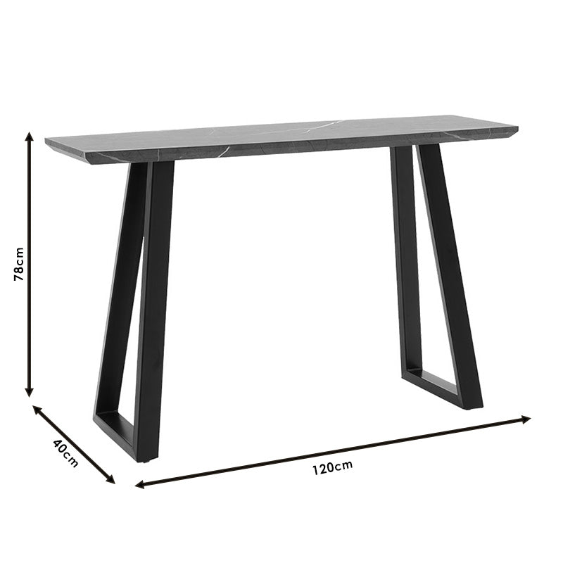 Console Rouse pakoworld MDF black marble- metal black leg 120x40x78cm